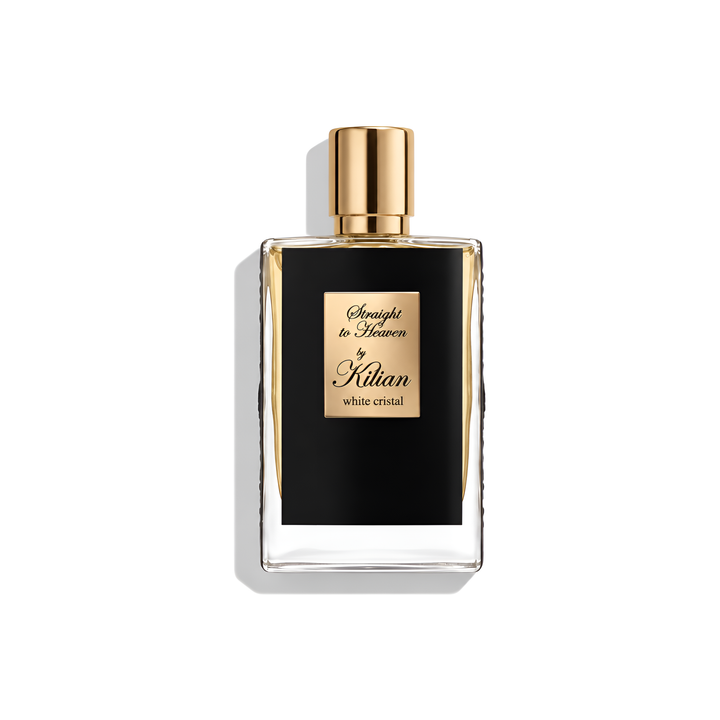 Bottle of Kilian Straight to Heaven EDP fragrance on a white background with soft shadow