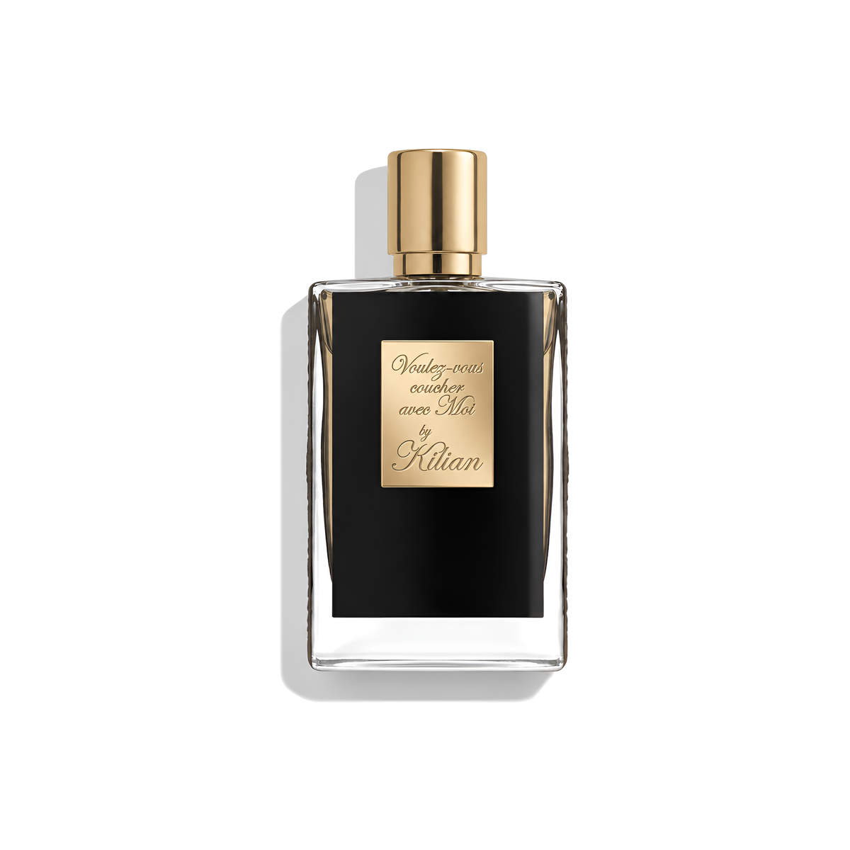 Bottle of Kilian Voulez-vous Coucher Avec Moi (Batch 2019) EDP fragrance on a white background with soft shadow