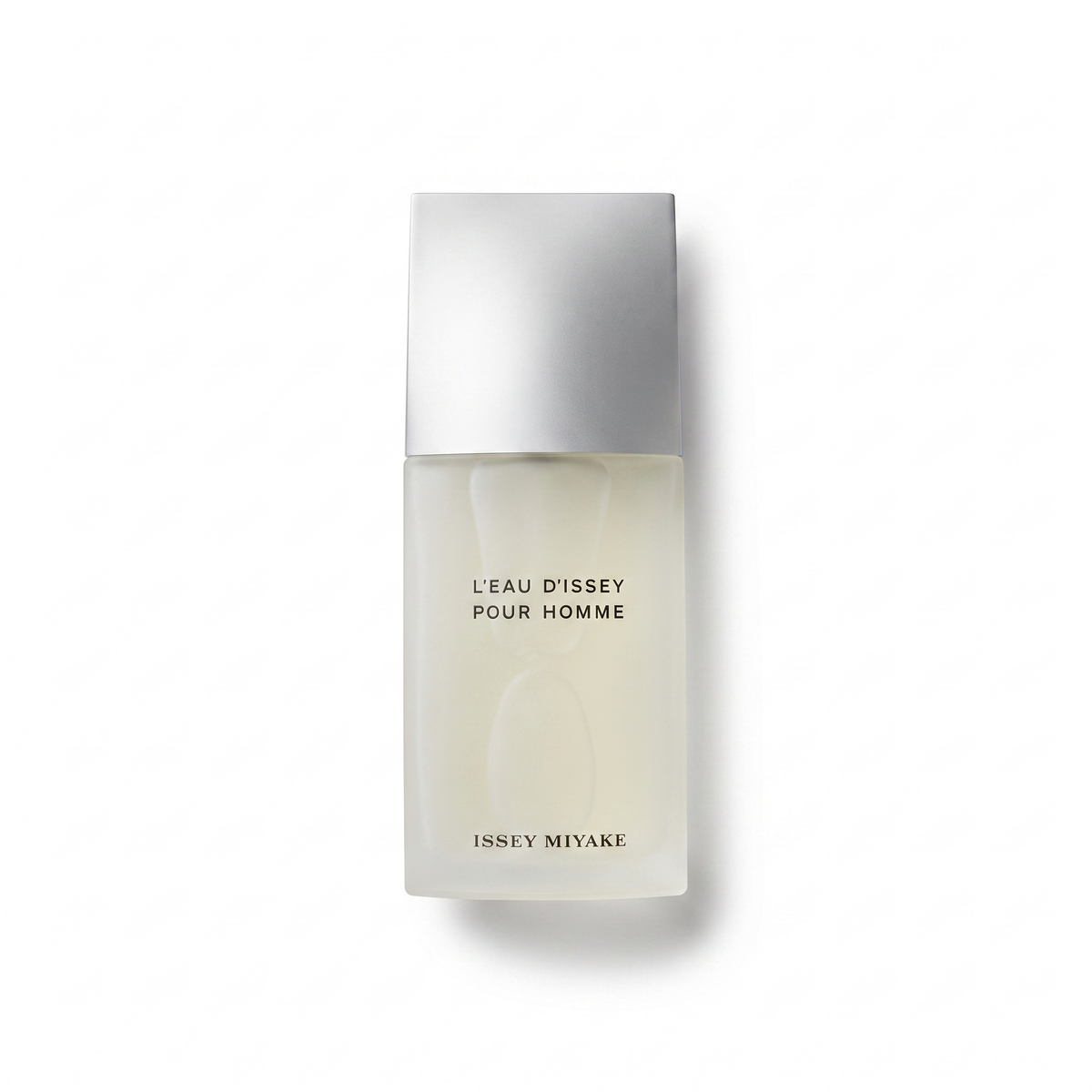 Bottle of L'Eau d'Issey Pour Homme EDT fragrance on a white background with soft shadow
