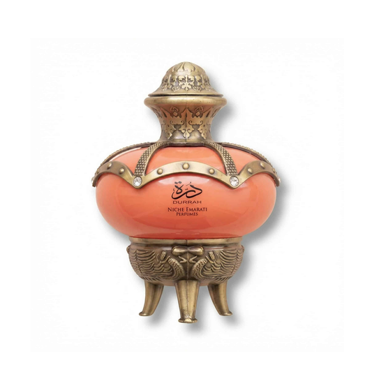 Bottle of Lattafa Durrah EDP fragrance on a white background with soft shadow