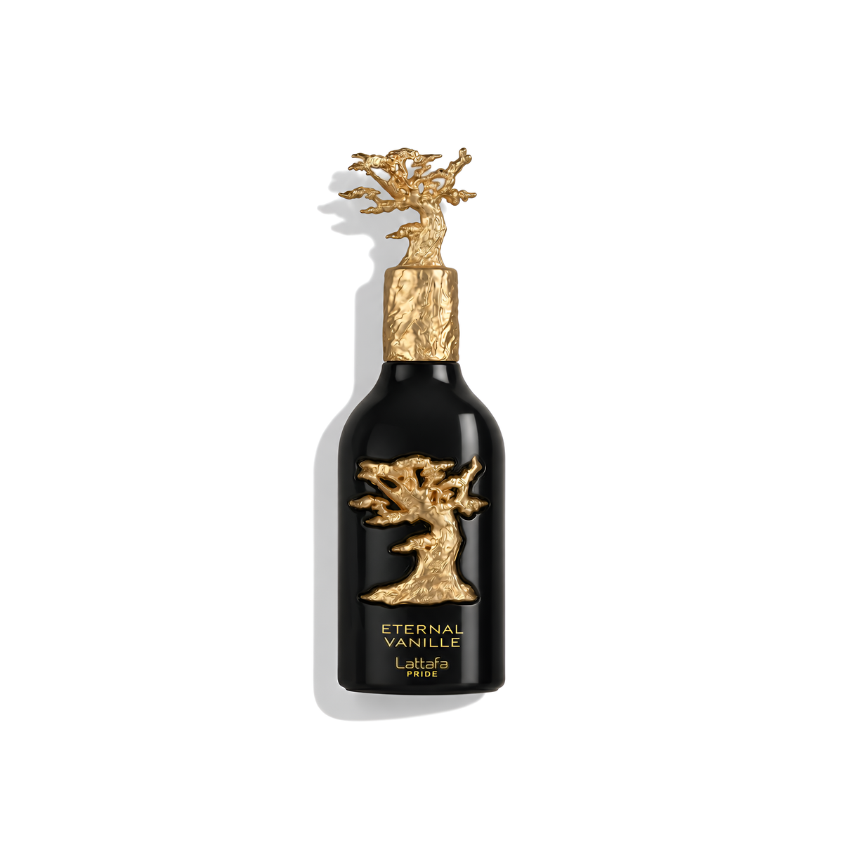 Bottle of Lattafa Eternal Vanille EDP fragrance on a white background with soft shadow