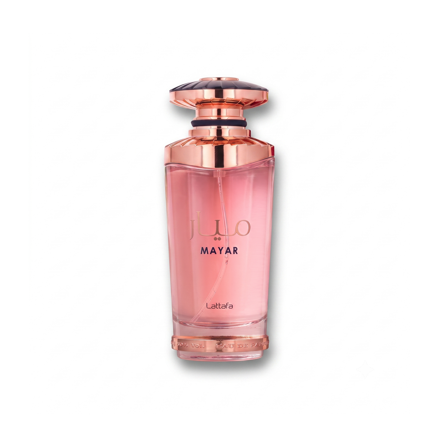 Bottle of Lattafa Mayar EDP fragrance on a white background with soft shadow
