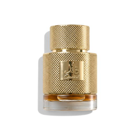 Bottle of Lattafa Qaa'ed EDP fragrance on a white background with soft shadow