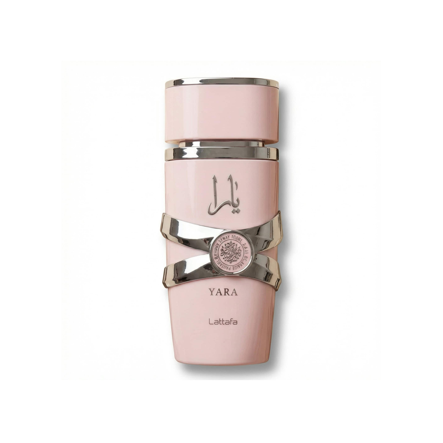 Bottle of Lattafa Yara EDP fragrance on a white background with soft shadow