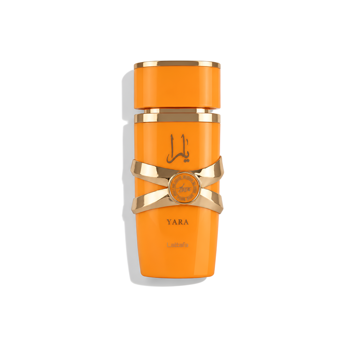 Bottle of Lattafa Yara Tous EDP fragrance on a white background with soft shadow