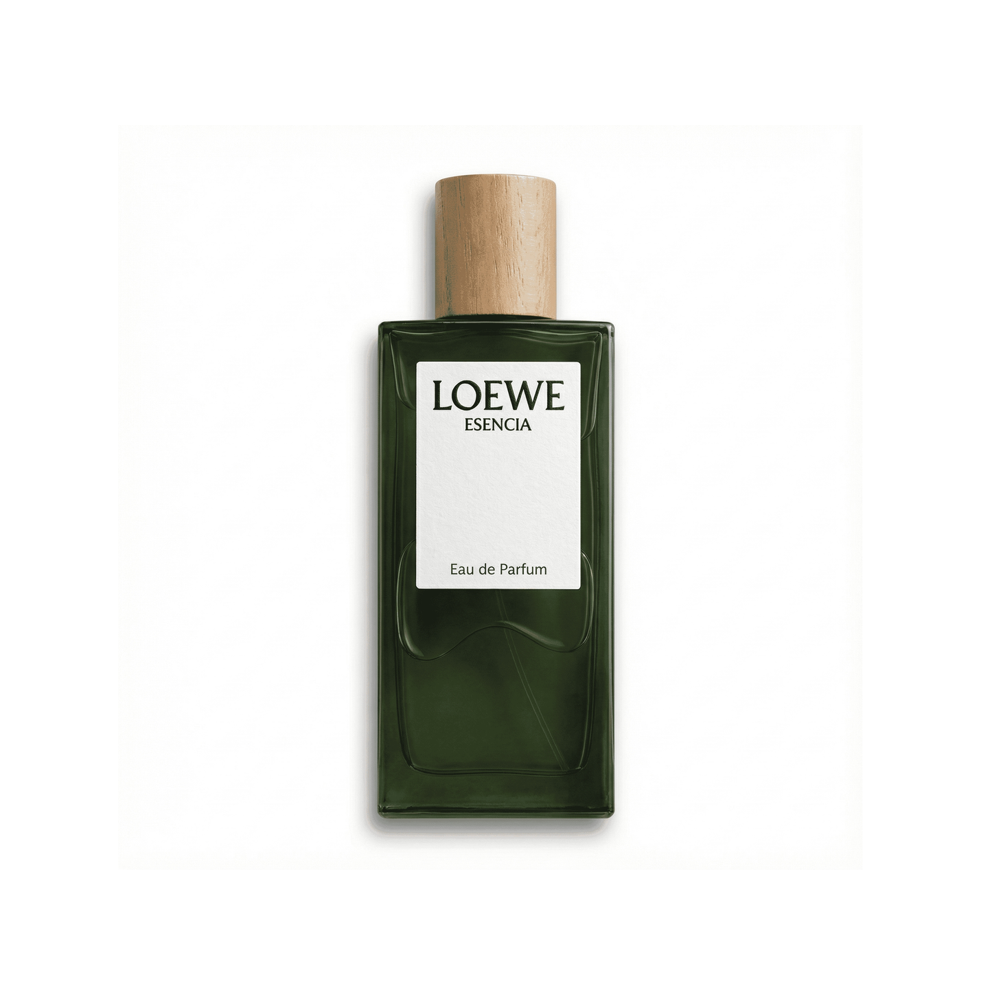Bottle of Loewe Esencia EDP fragrance on a white background with soft shadow