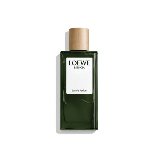 Bottle of Loewe Esencia EDP fragrance on a white background with soft shadow