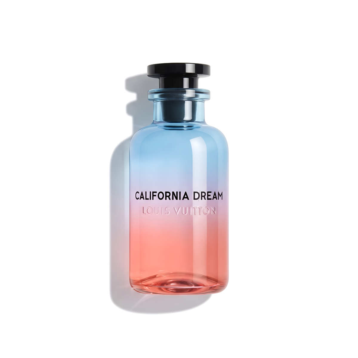 Bottle of Louis Vuitton California Dream EDP fragrance on a white background with soft shadow