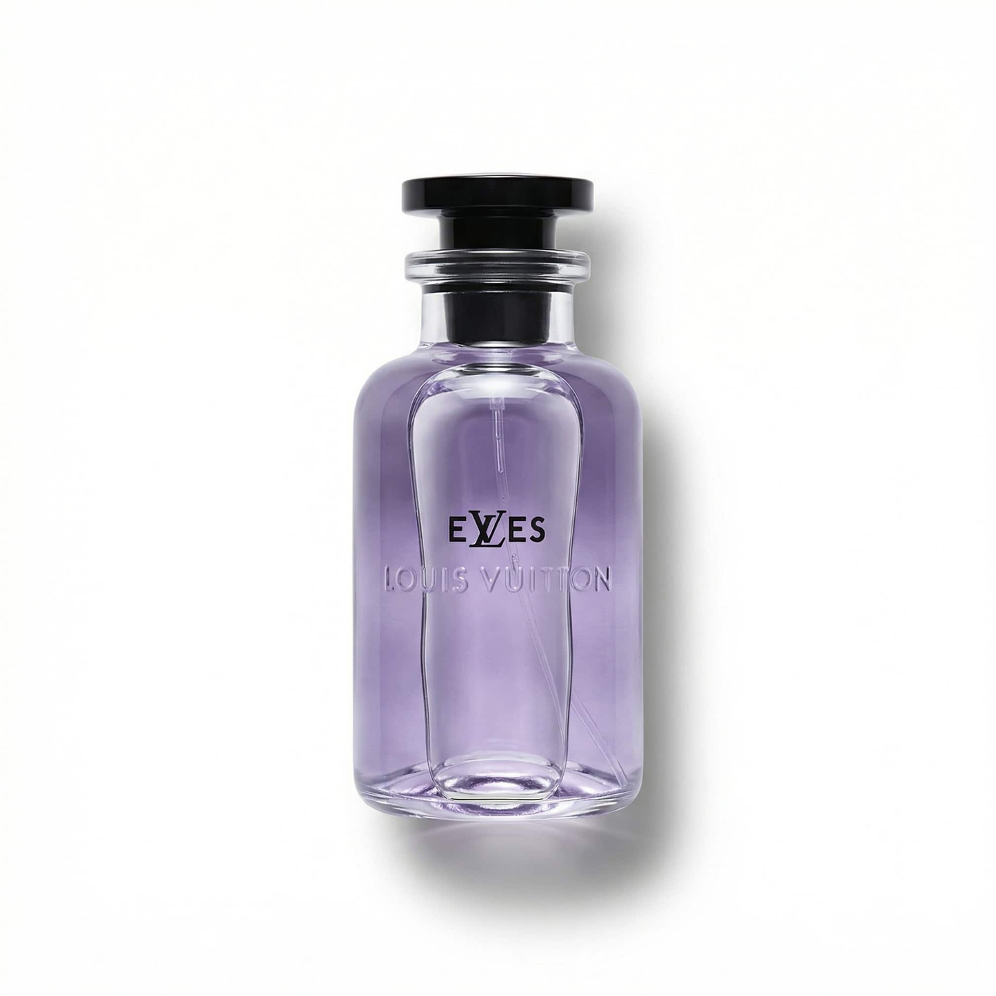 Bottle of Louis Vuitton eLVes EDP fragrance on a white background with soft shadow