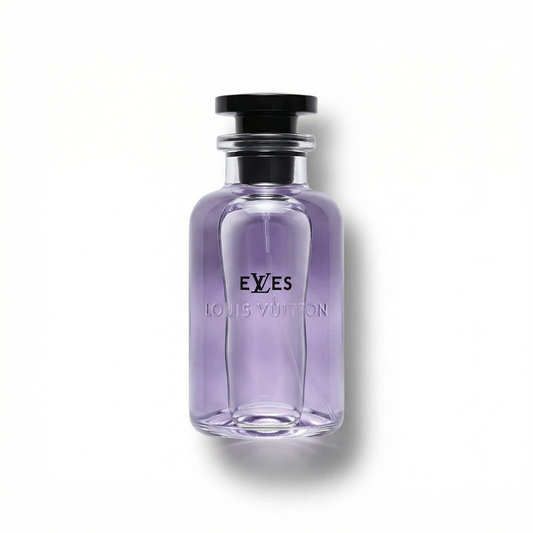 Bottle of Louis Vuitton eLVes EDP fragrance on a white background with soft shadow