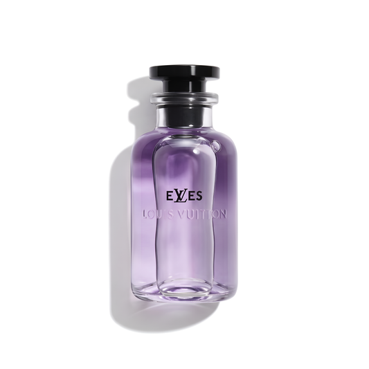 Bottle of Louis Vuitton eLVes EDP fragrance on a white background with soft shadow