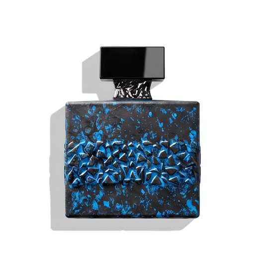 Bottle of M. Micallef DesirToxic L'Intense EDP fragrance on a white background with soft shadow