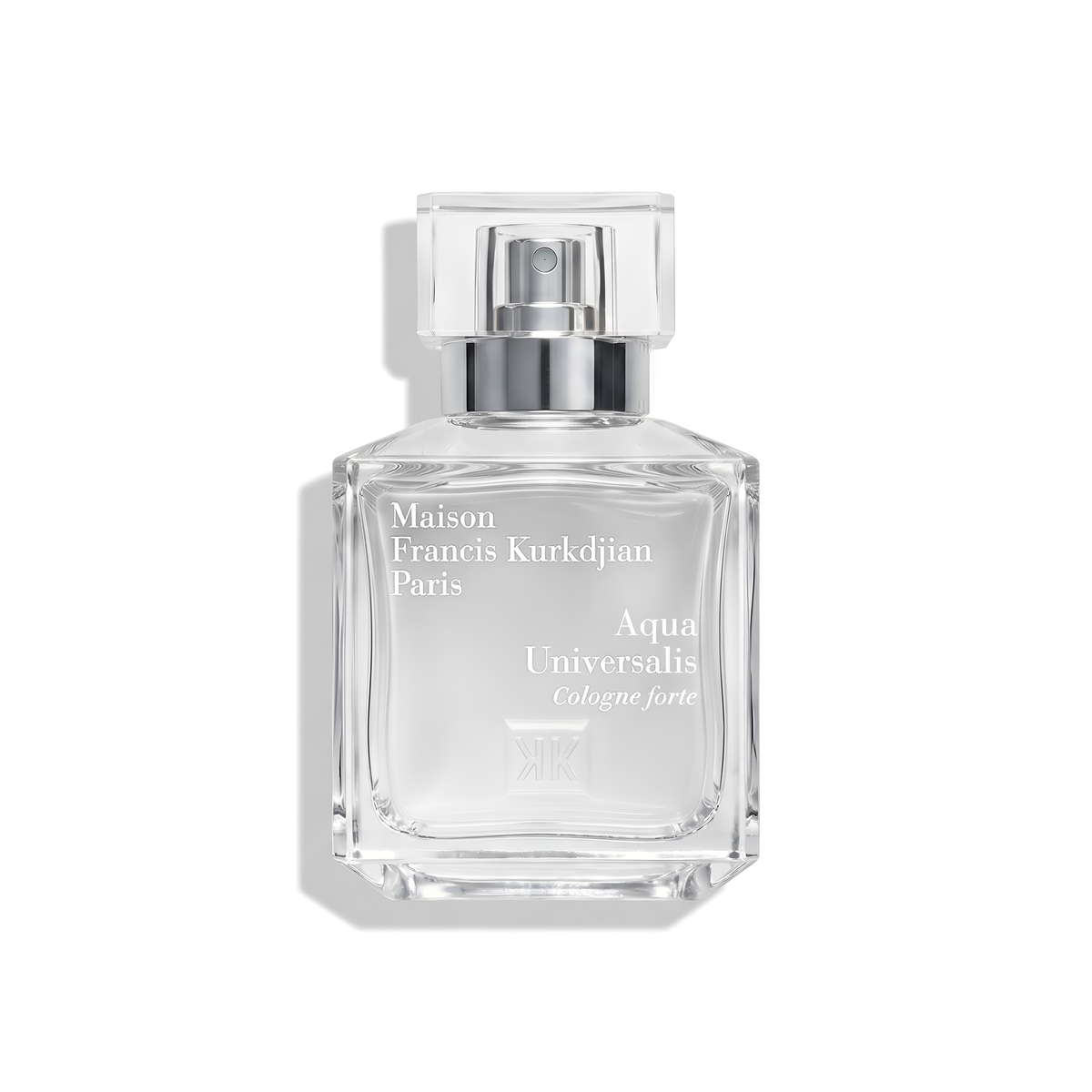 Bottle of MFK Aqua Universalis Cologne Forte fragrance on a white background with soft shadow