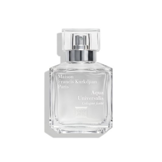 Bottle of MFK Aqua Universalis Cologne Forte fragrance on a white background with soft shadow