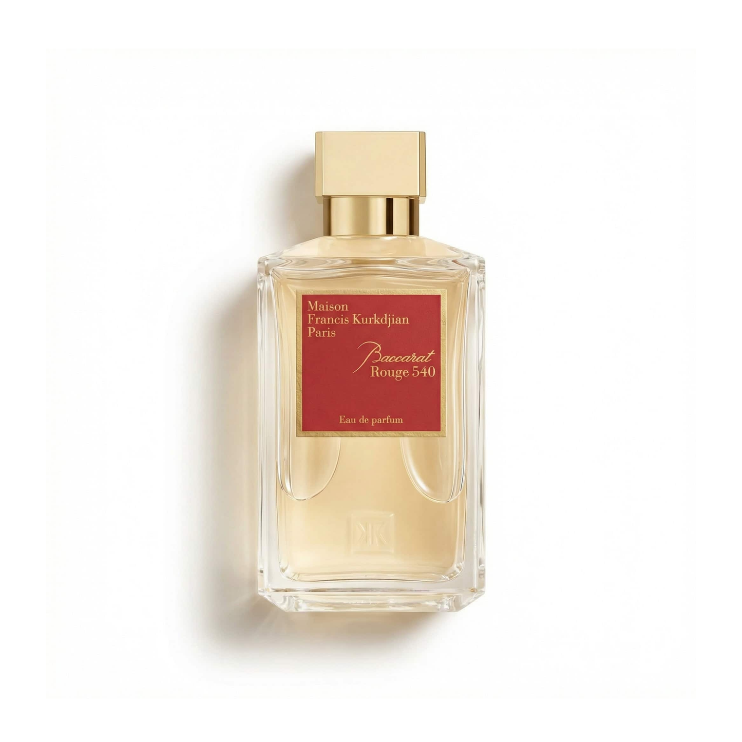 Bottle of MFK Baccarat Rouge 540 EDP fragrance on a white background with soft shadow
