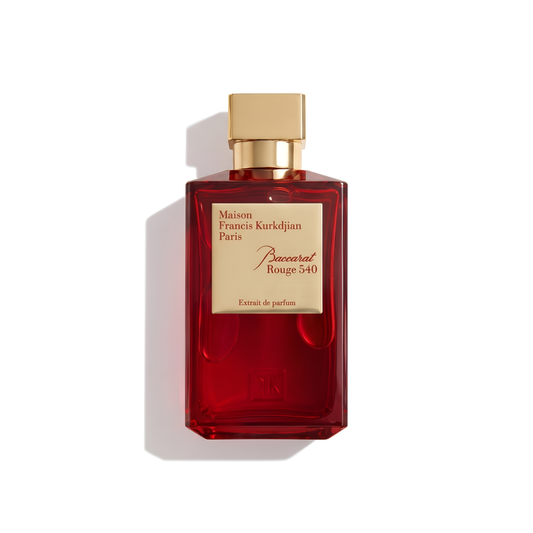 Bottle of MFK Baccarat Rouge 540 Extrait fragrance on a white background with soft shadow