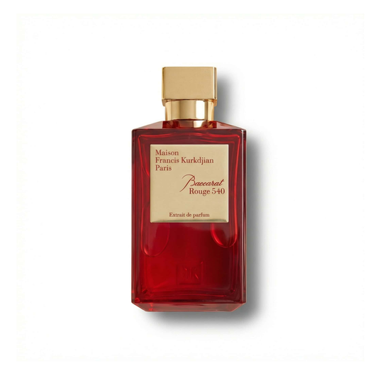 Bottle of Maison Francis Kourkdijan Baccarat Rouge 540 Extrait Parfum fragrance on a white background with soft shadow