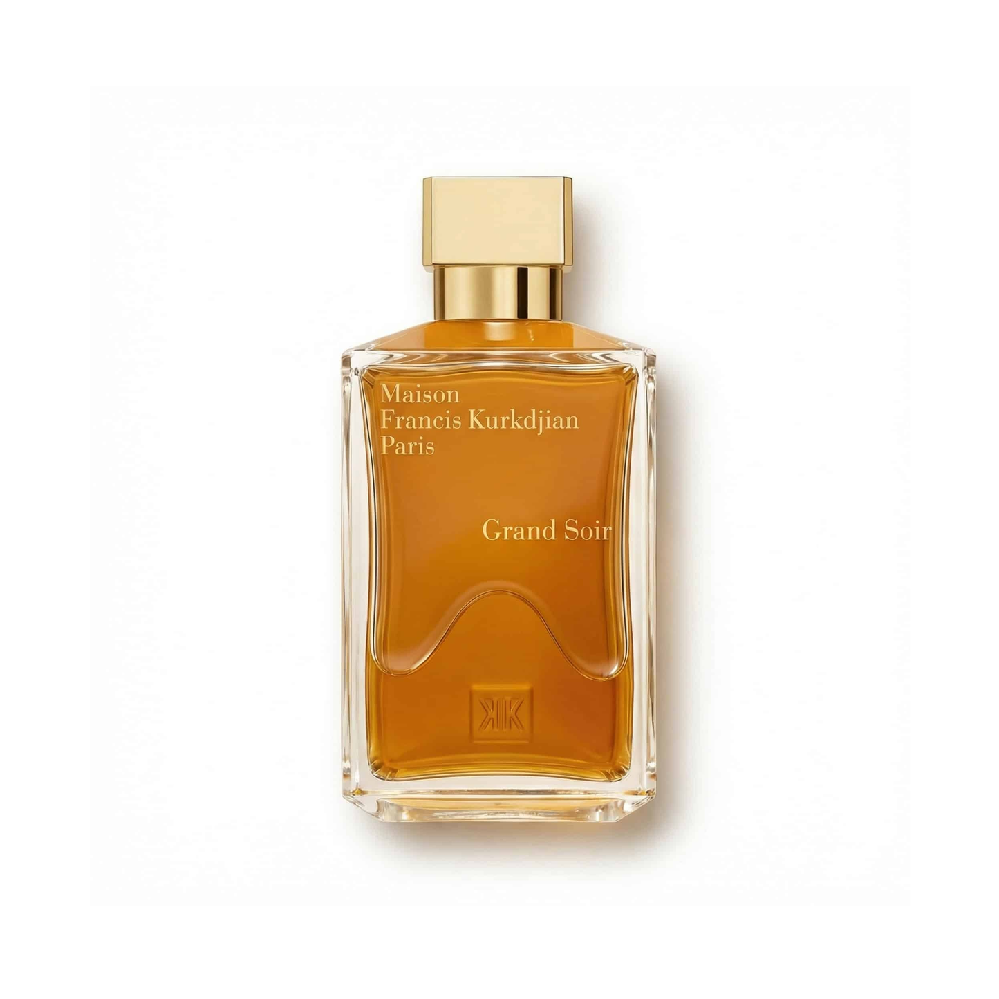 Bottle of Maison Francis Kourkdijan Grand Soir EDP fragrance on a white background with soft shadow