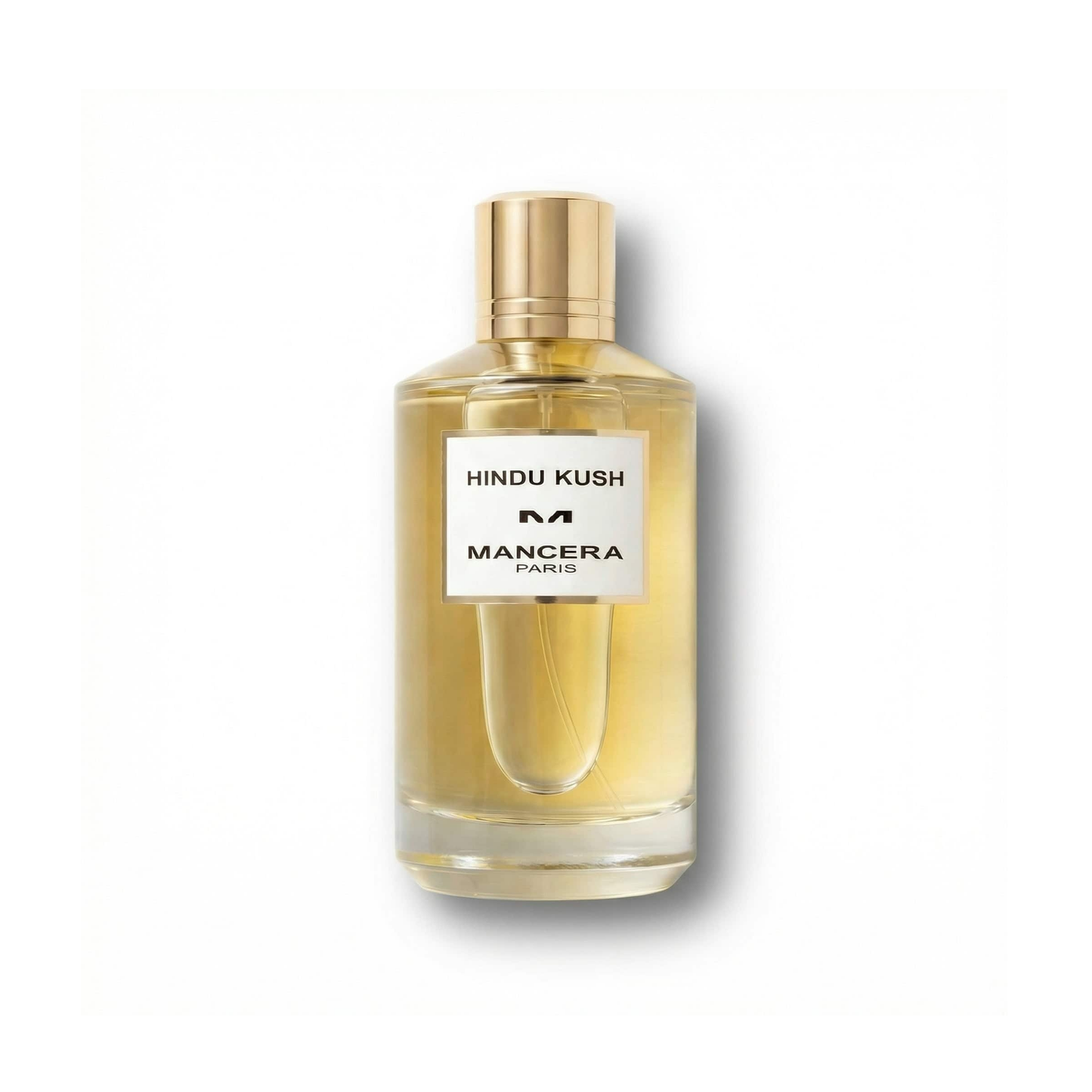 Bottle of Mancera Hindu Kush EDP fragrance on a white background with soft shadow