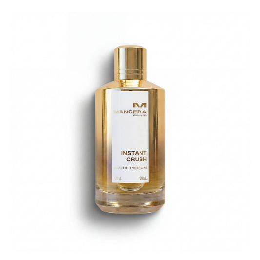 Bottle of Mancera Instant Crush EDP fragrance on a white background with soft shadow