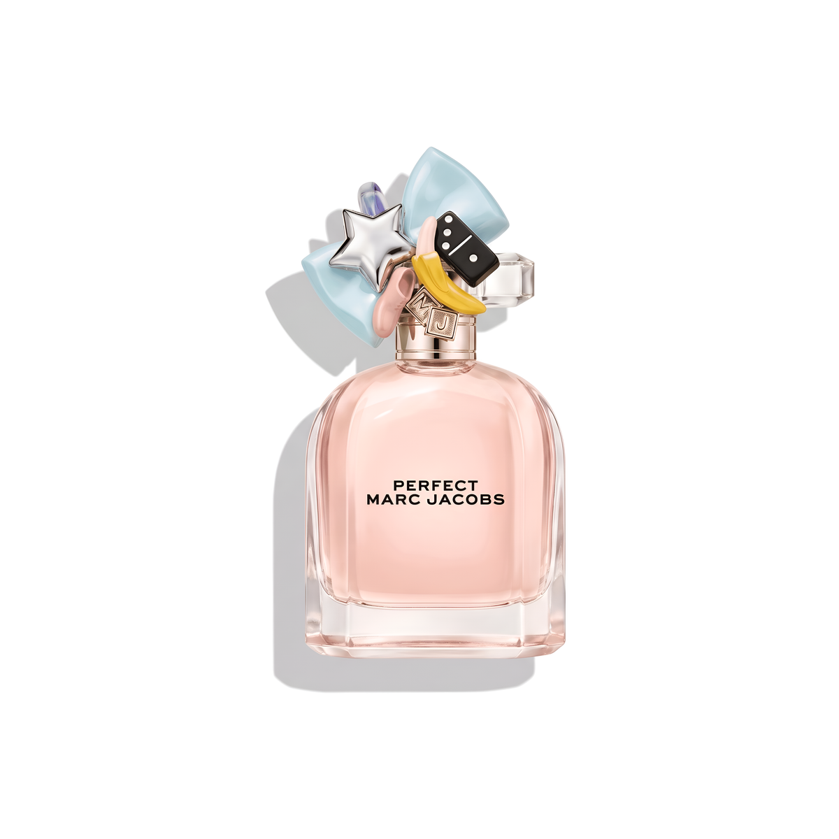 Bottle of Marc Jacobs Perfect EDP fragrance on a white background with soft shadow