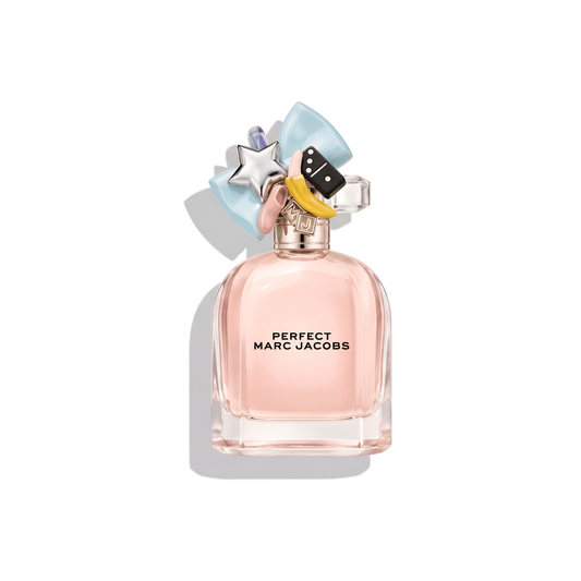 Bottle of Marc Jacobs Perfect EDP fragrance on a white background with soft shadow