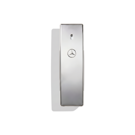 Bottle of Mercedes-Benz Club Eau de Toilette fragrance on a white background with soft shadow