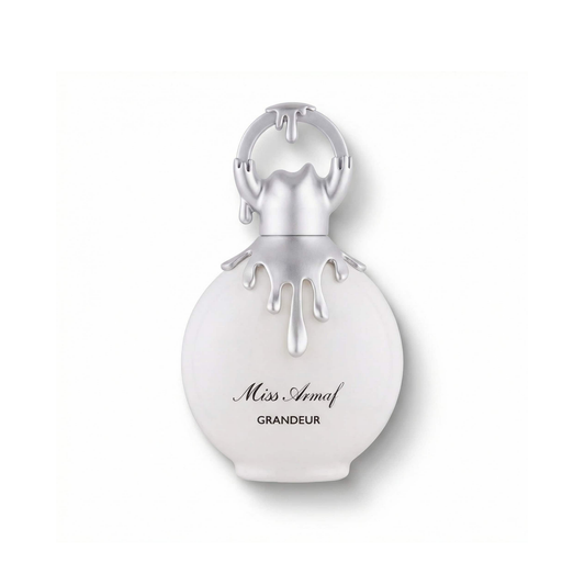 Bottle of Miss Armaf Grandeur EDP fragrance on a white background with soft shadow