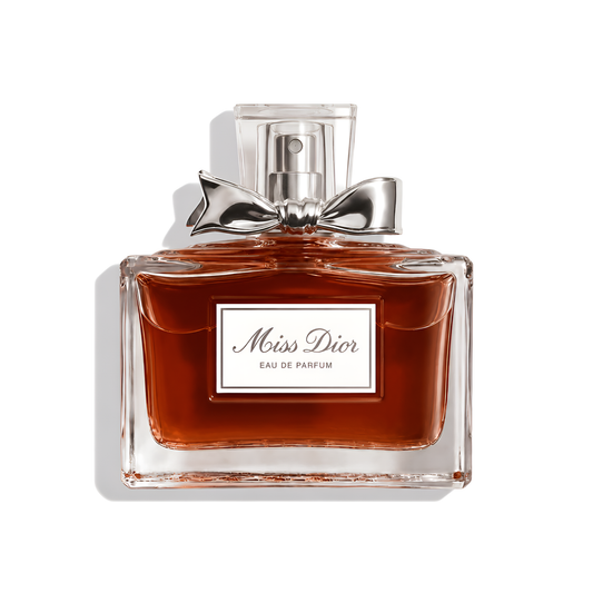 Bottle of Miss Dior Eau de Parfum fragrance on a white background with soft shadow