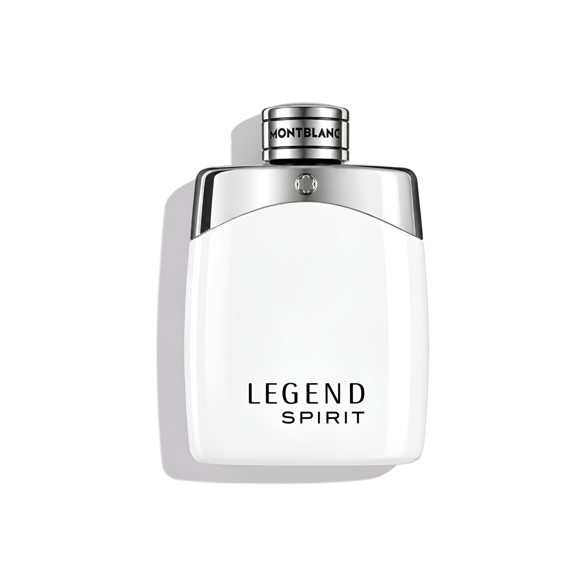 Bottle of MontBlanc Legend Spirit EDT fragrance on a white background with soft shadow