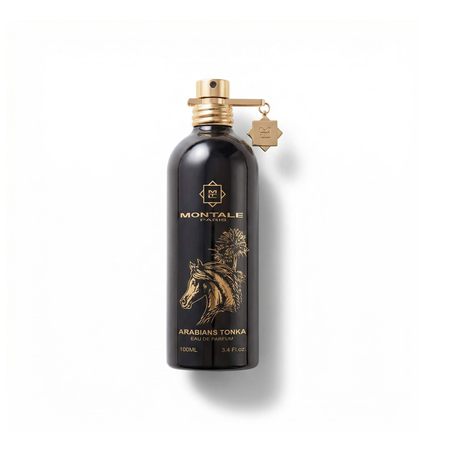 Bottle of Montale Arabians Tonka EDP fragrance on a white background with soft shadow
