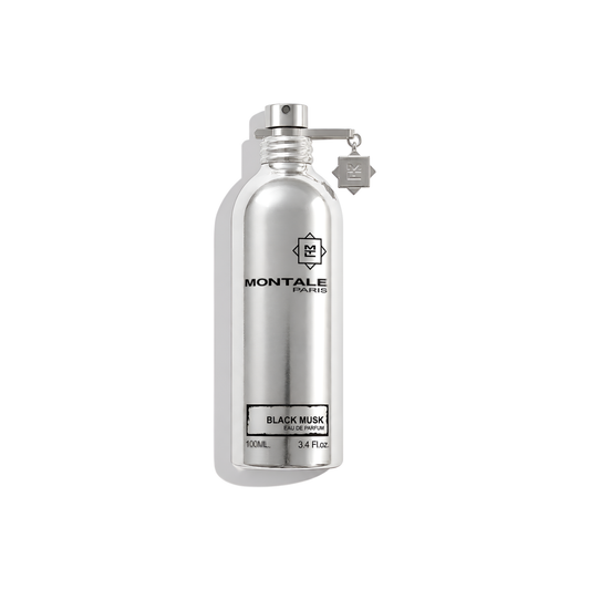 Bottle of Montale Black Musk EDP fragrance on a white background with soft shadow