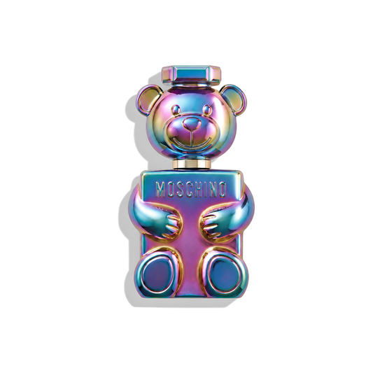 Bottle of Moschino Toy 2 Pearl EDP fragrance on a white background with soft shadow