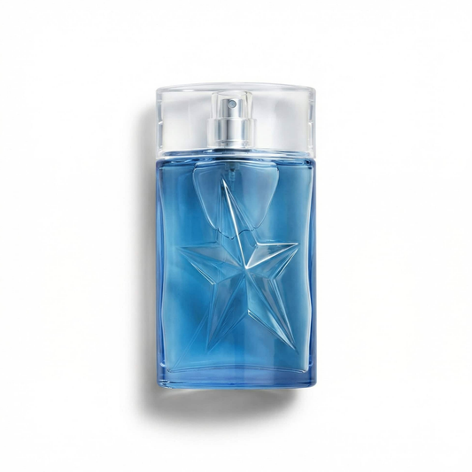 Bottle of Mugler A*Men Sunessence Edition Orage d'Ete EDP fragrance on a white background with soft shadow