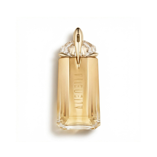 Bottle of Mugler Alien Goddess EDP fragrance on a white background with soft shadow