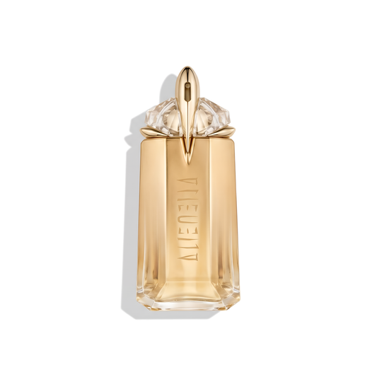 Bottle of Mugler Alien Goddess EDP fragrance on a white background with soft shadow
