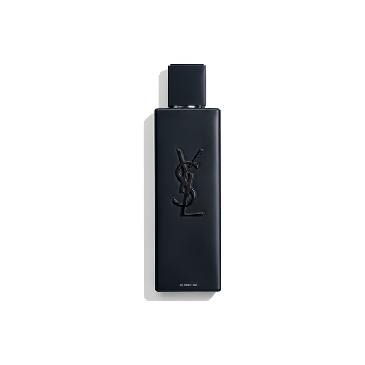 Bottle of Myslf le Parfum fragrance on a white background with soft shadow