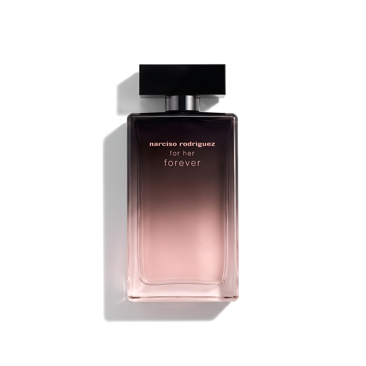 Bottle of Narciso For Her Forever EDP fragrance on a white background with soft shadow