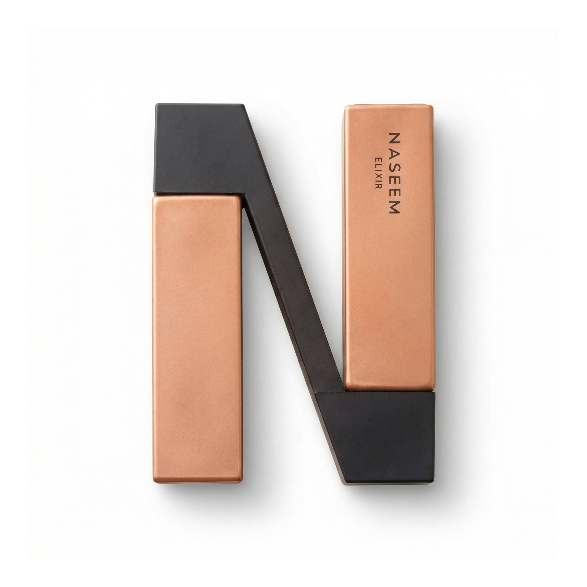 Bottle of Naseem Naseem Elixir Parfum fragrance on a white background with soft shadow