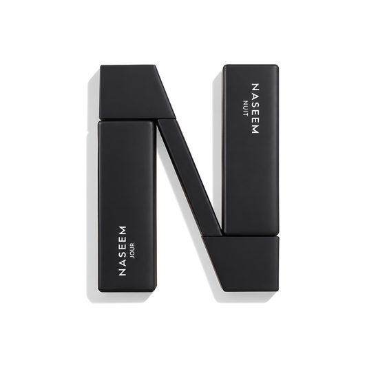Bottle of Naseem Nuit & Jour EDP fragrance on a white background with soft shadow