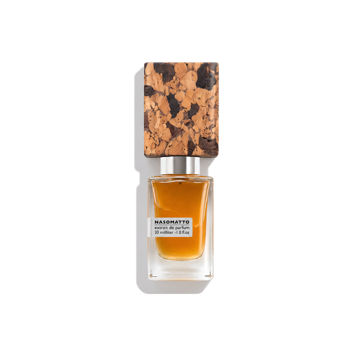 Bottle of Nasomatto Baraonda Extrait fragrance on a white background with soft shadow