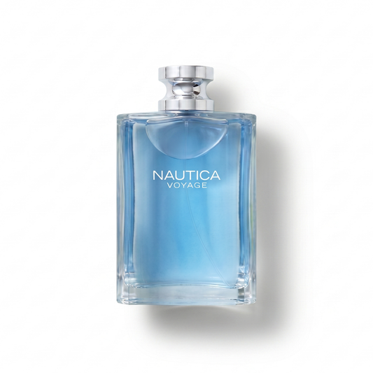 Bottle of Nautica Voyage EDT fragrance on a white background with soft shadow