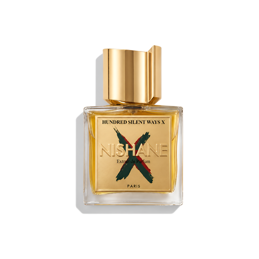 Bottle of Nishane Hundred Silent Ways X Extrait fragrance on a white background with soft shadow