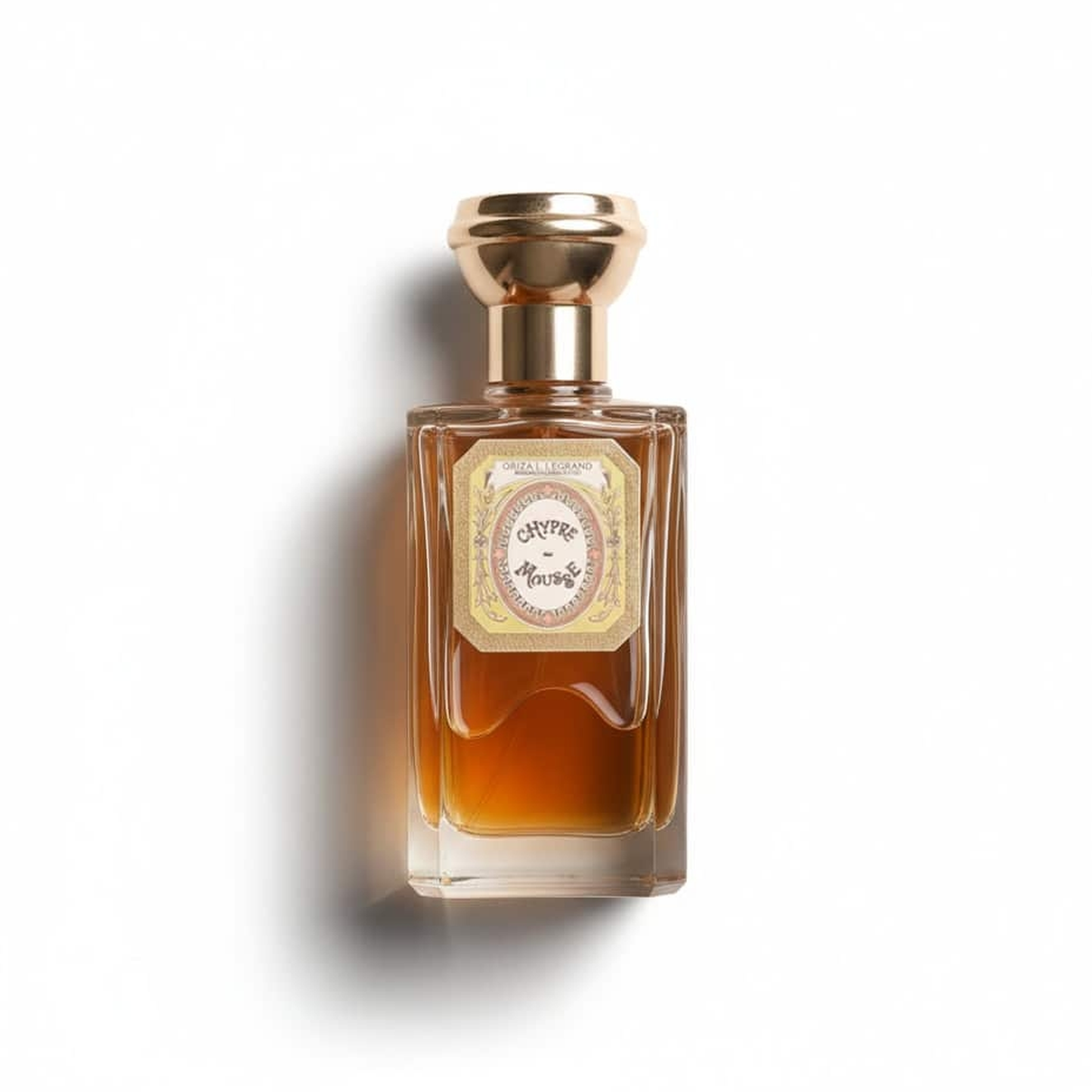 Bottle of Oriza Legrand Chypre Mousse EDP fragrance on a white background with soft shadow