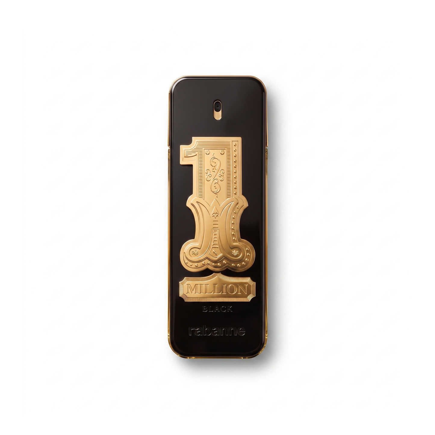 Bottle of Paco Rabanne 1 Million Black EDP fragrance on a white background with soft shadow