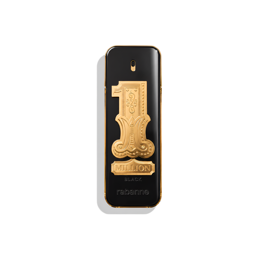 Bottle of Paco Rabanne 1 Million Black EDP fragrance on a white background with soft shadow