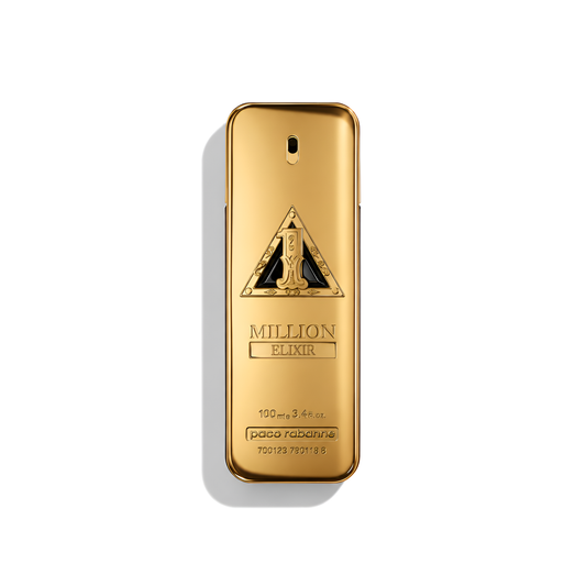 Bottle of Paco Rabanne 1 Million Elixir fragrance on a white background with soft shadow