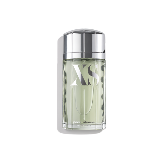 Bottle of Paco Rabanne Excess Pour Homme (Batch 2017) EDT fragrance on a white background with soft shadow