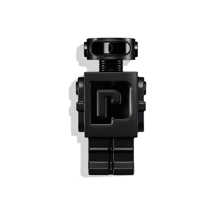 Bottle of Paco Rabanne Phantom Parfum fragrance on a white background with soft shadow