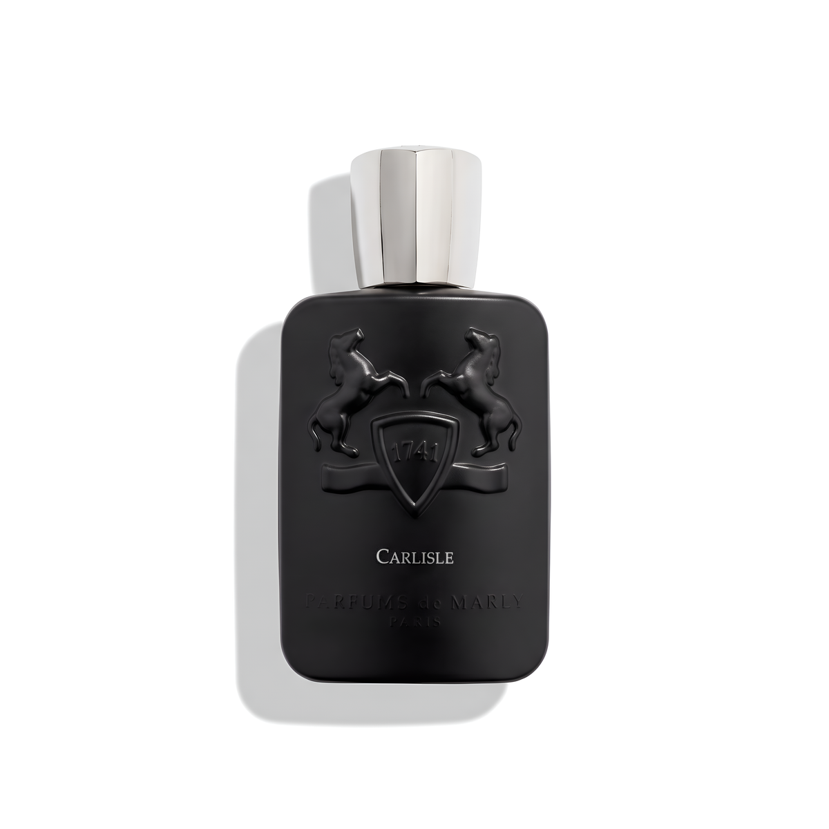 Bottle of Parfums de Marly Carlisle EDP fragrance on a white background with soft shadow